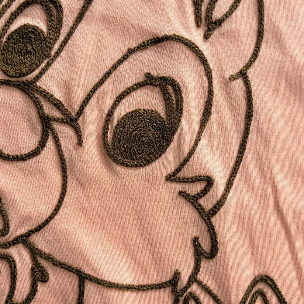 DISNEY STORE Women's S Henley Top Embroidered Chipmunks Chip & Dale Coral - Picture 3 of 5